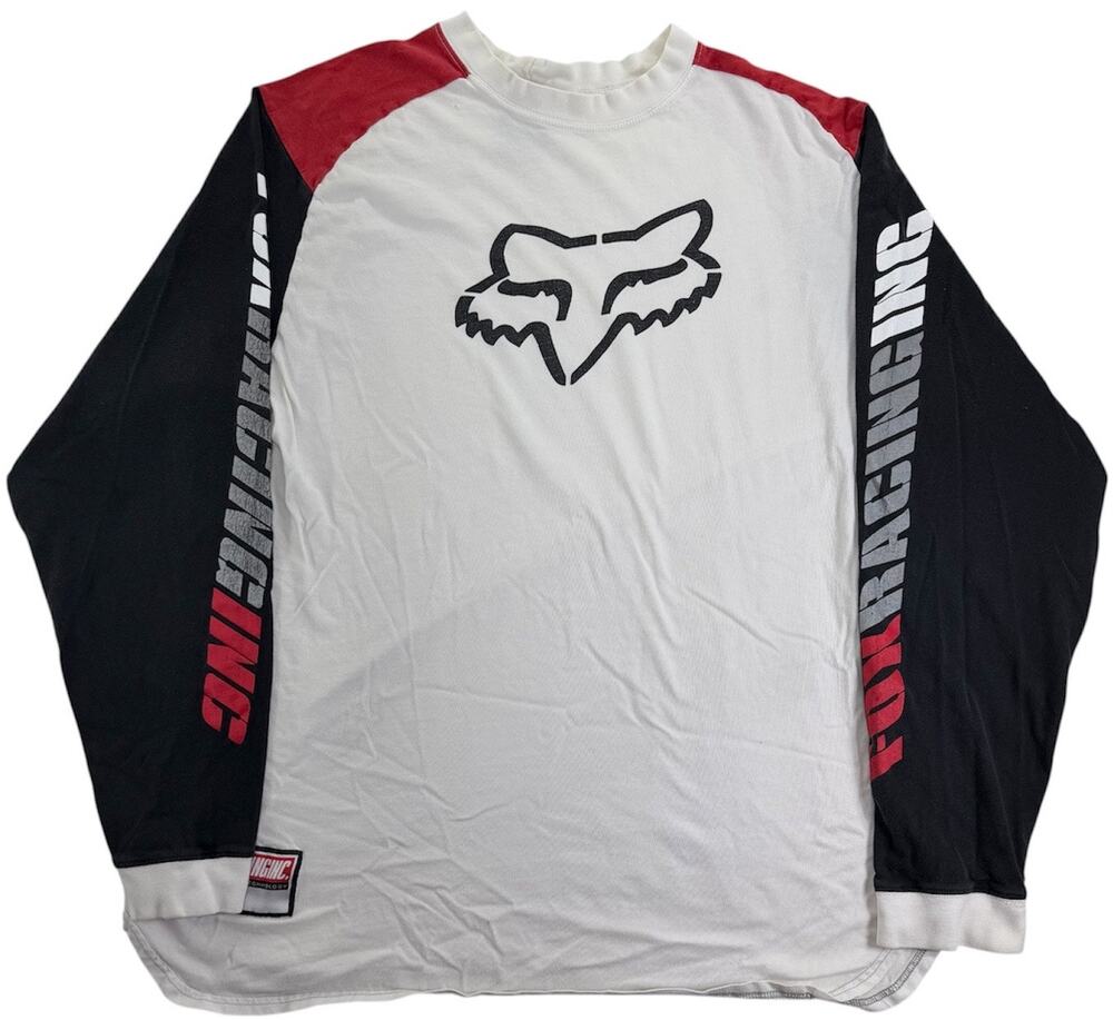 Vintage 90s Fox Racing Motorcross Jersey Men's XL Black & White Long Sleeve